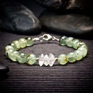 Prehnite and Herkimer Diamond Bracelet - Handmade to Order
